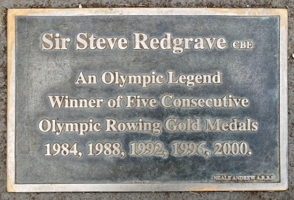 Sir Steve Redgrave plaque in the Marlow Higgins Park, Bucks.