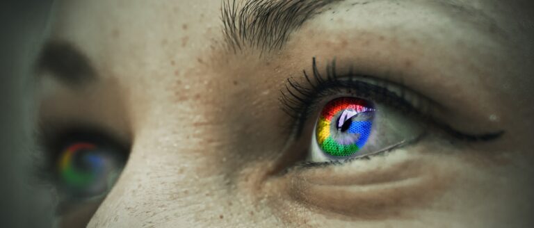 Eye image generated by AI with the Google 'G' in the iris.