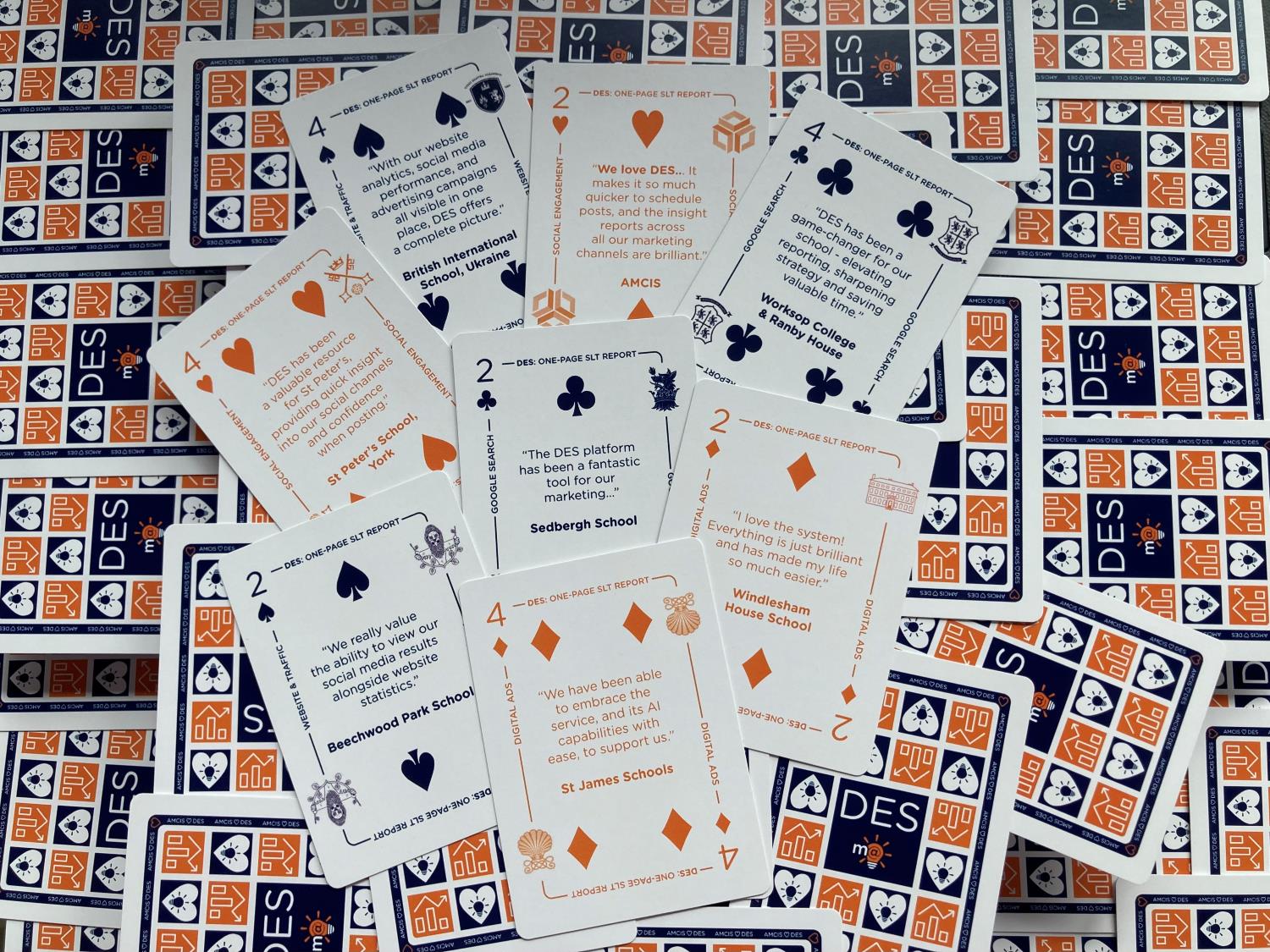 DES playing cards as displayed as AMCIS Conference